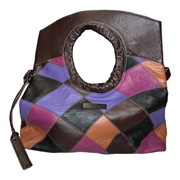 Joe's Jeans Patchwork Leather Multicolor Clutch Handbag Purse Crossbody EUC - Picture 1 of 5